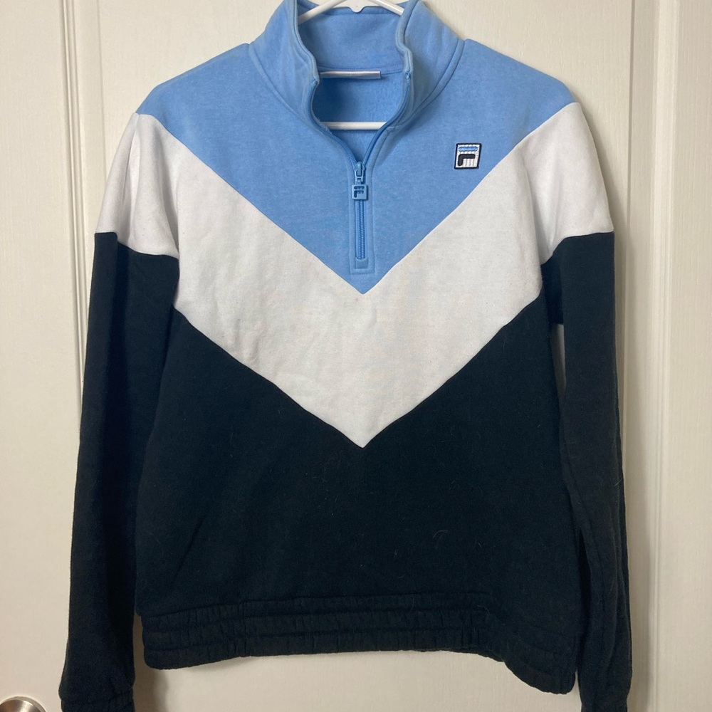 Fila Zip Up Pullover Blue/White/Black Women's Size M
